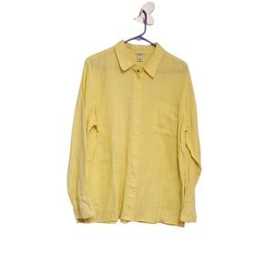 LL BEAN 100% Linen Button Down Lagenlook Shirt